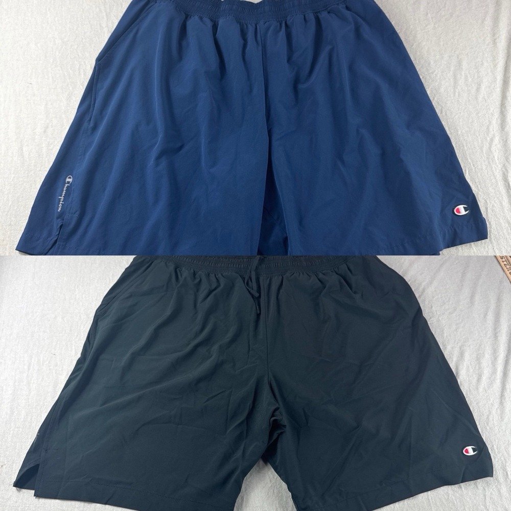 Champion Shorts Mens 2XL Drawstring Running Gym Workout Blue Black Lot of 2